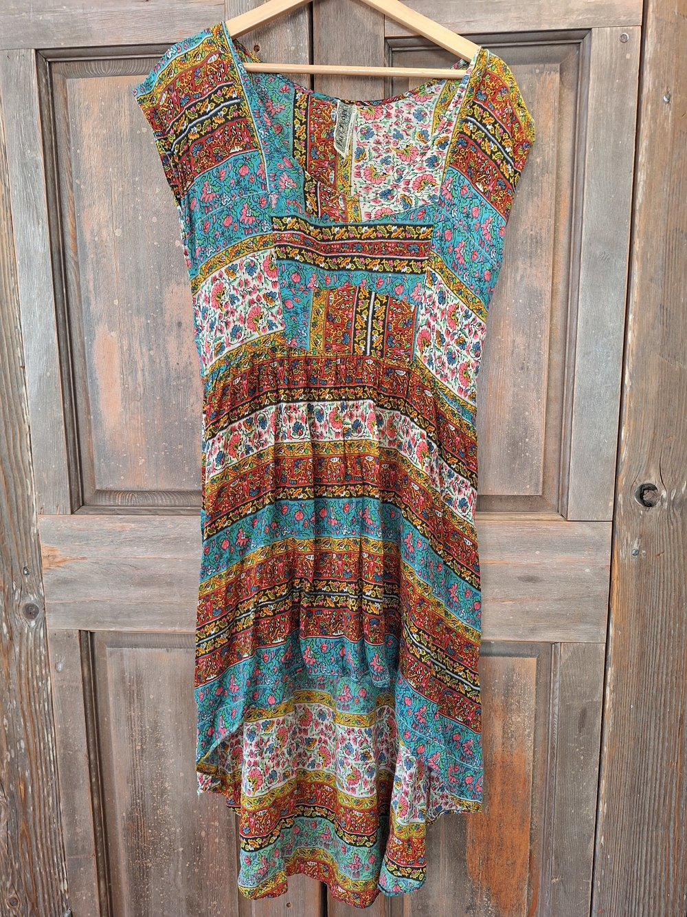 Free People Teal and Rust Floral Midi Dress